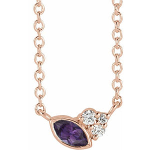 14K Gold Alexandrite and Diamond Necklace - Options Available
