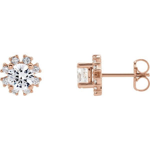 1/2 CTW Natural Diamond Round Stud Earrings in 14K Gold & Platinum