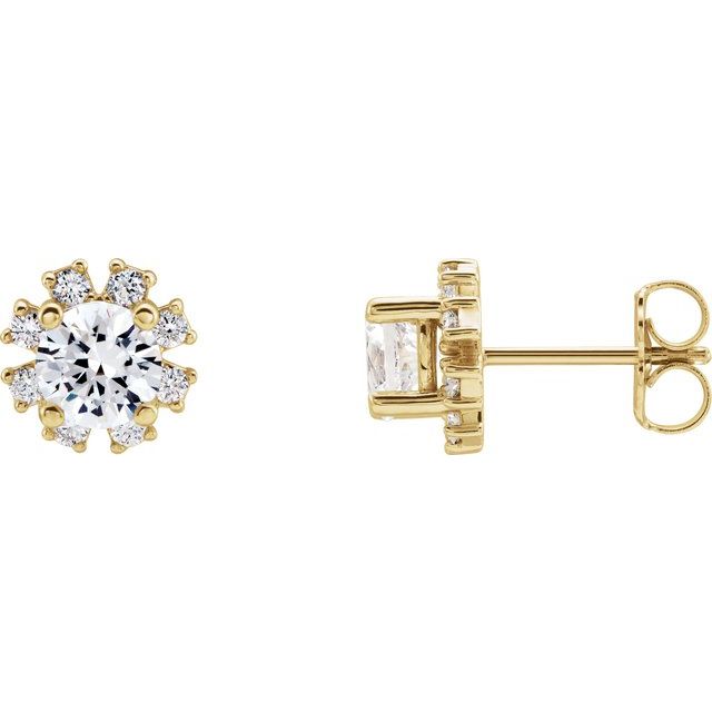 1/2 CTW Natural Diamond Round Stud Earrings in 14K Gold & Platinum
