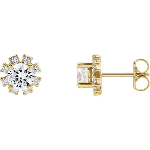 1/2 CTW Natural Diamond Round Stud Earrings in 14K Gold & Platinum