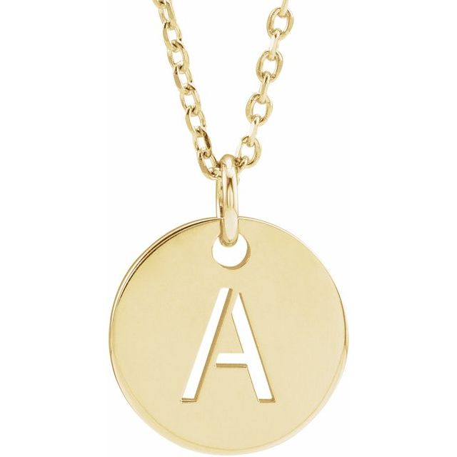 14K Gold Initial Disc Necklace