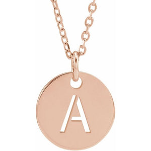 14K Gold Initial Disc Necklace