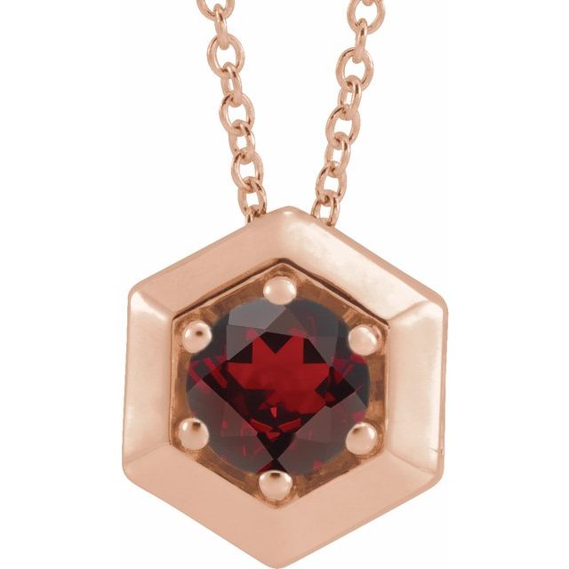 14K Gold Natural Diamond Solitaire Geometric Necklace
