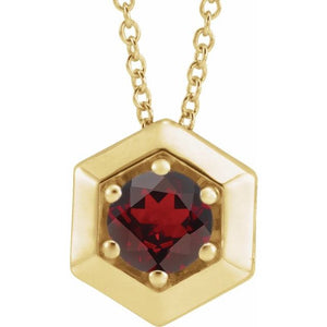 14K Gold Natural Diamond Solitaire Geometric Necklace