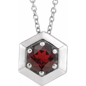 14K Gold Natural Diamond Solitaire Geometric Necklace