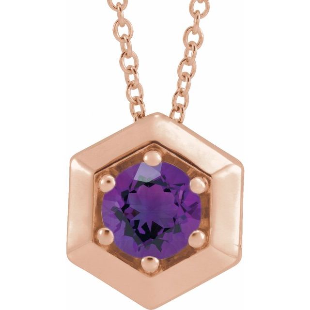 14K Gold Natural Diamond Solitaire Geometric Necklace