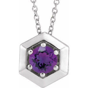 14K Gold Natural Diamond Solitaire Geometric Necklace