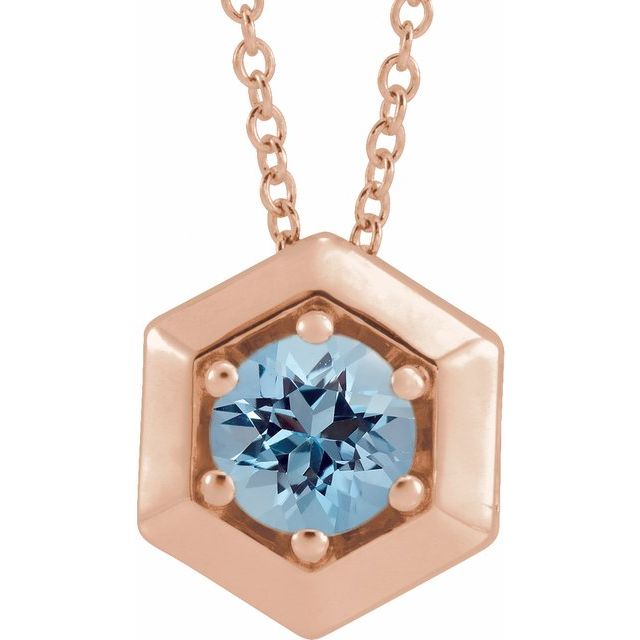 14K Gold Natural Diamond Solitaire Geometric Necklace