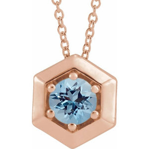 14K Gold Natural Diamond Solitaire Geometric Necklace