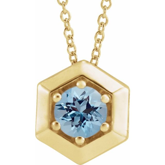 14K Gold Natural Diamond Solitaire Geometric Necklace