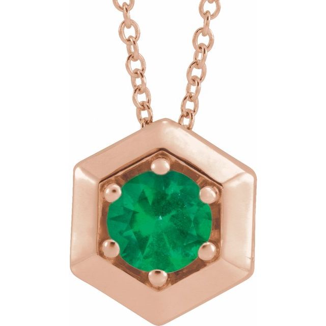 14K Gold Natural Diamond Solitaire Geometric Necklace