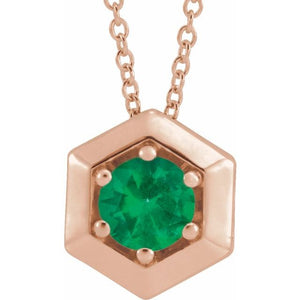14K Gold Natural Diamond Solitaire Geometric Necklace