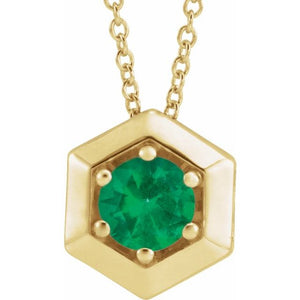 14K Gold Natural Diamond Solitaire Geometric Necklace