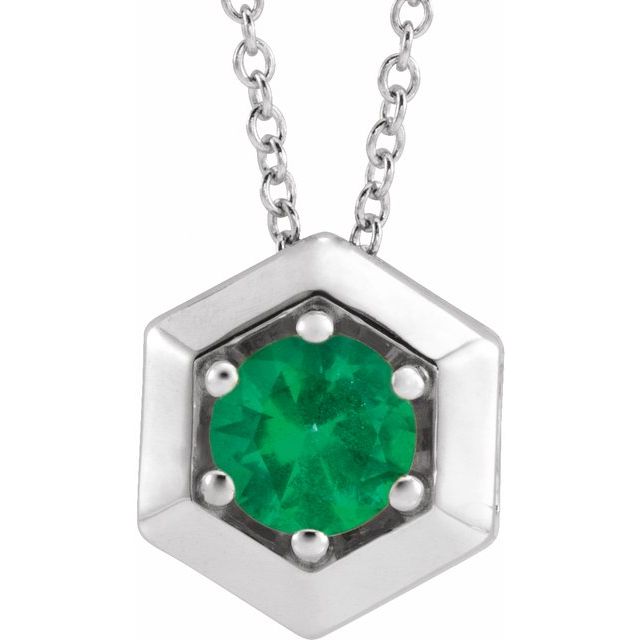 14K Gold Natural Diamond Solitaire Geometric Necklace