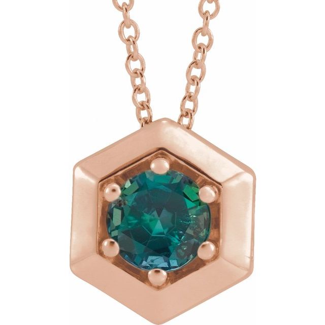 14K Gold Natural Diamond Solitaire Geometric Necklace