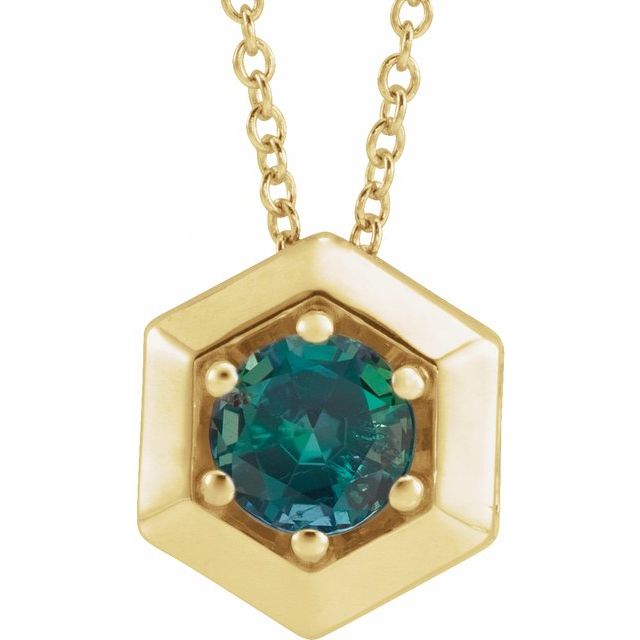 14K Gold Natural Diamond Solitaire Geometric Necklace