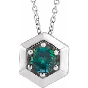 14K Gold Natural Diamond Solitaire Geometric Necklace
