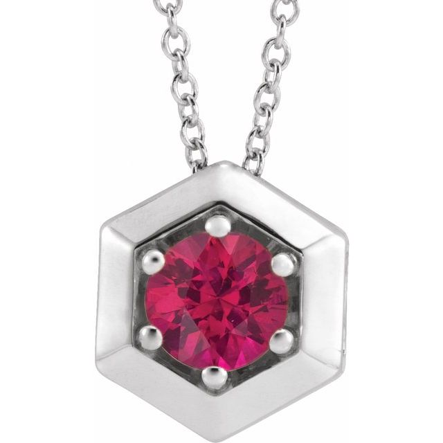 14K Gold Natural Diamond Solitaire Geometric Necklace