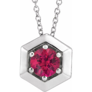 14K Gold Natural Diamond Solitaire Geometric Necklace