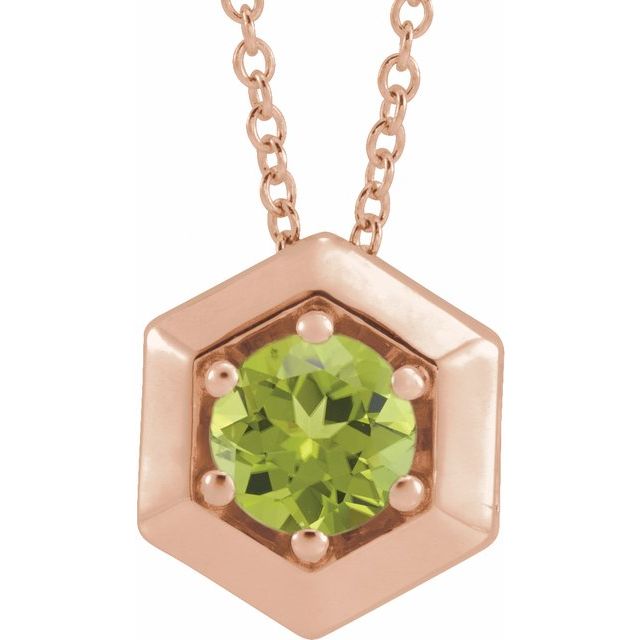 14K Gold Natural Diamond Solitaire Geometric Necklace