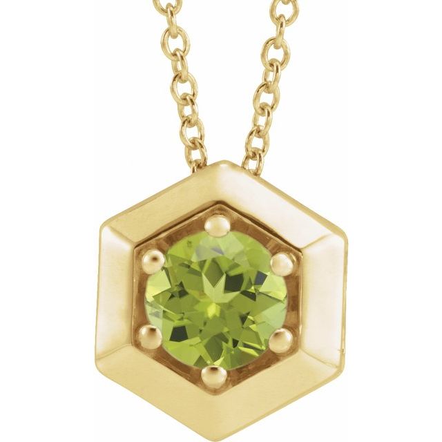 14K Gold Natural Diamond Solitaire Geometric Necklace