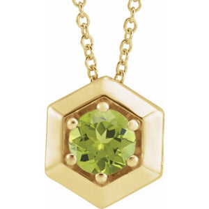 14K Gold Natural Diamond Solitaire Geometric Necklace