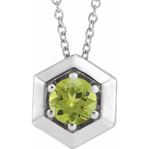 14K Gold Natural Diamond Solitaire Geometric Necklace