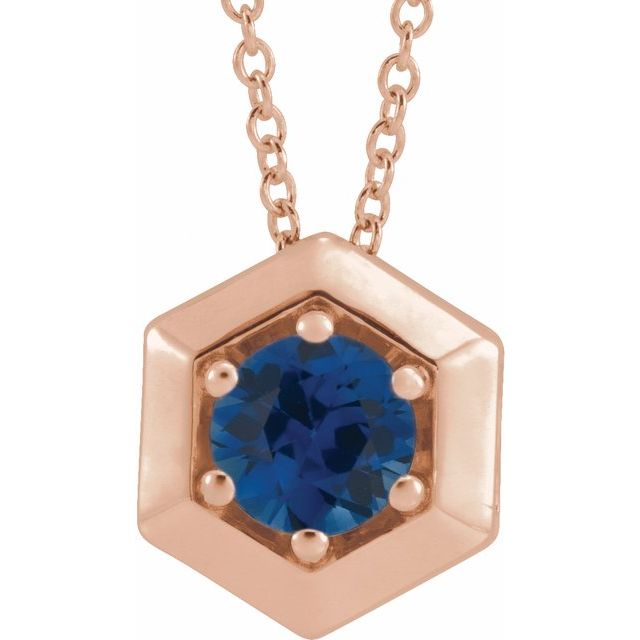 14K Gold Natural Diamond Solitaire Geometric Necklace