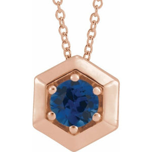 14K Gold Natural Diamond Solitaire Geometric Necklace