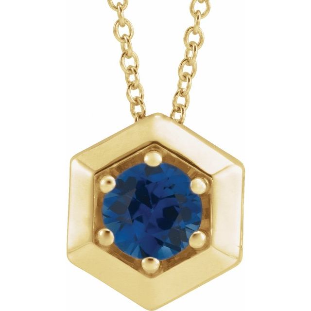 14K Gold Natural Diamond Solitaire Geometric Necklace