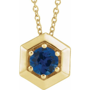 14K Gold Natural Diamond Solitaire Geometric Necklace