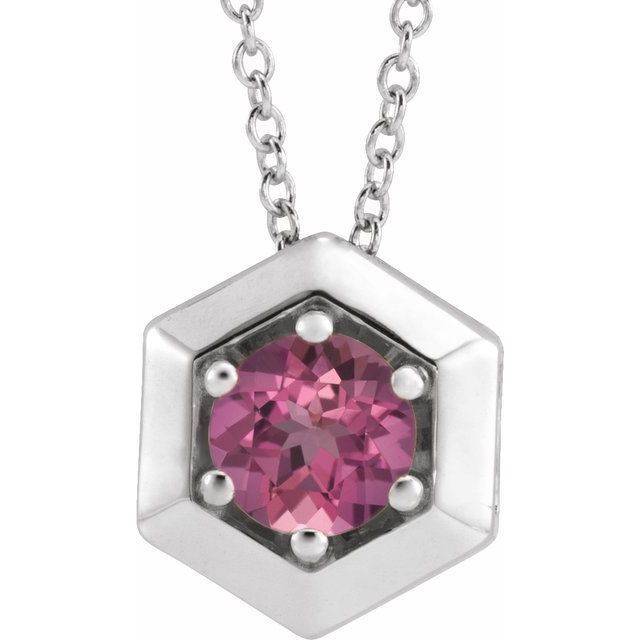 14K Gold Natural Diamond Solitaire Geometric Necklace