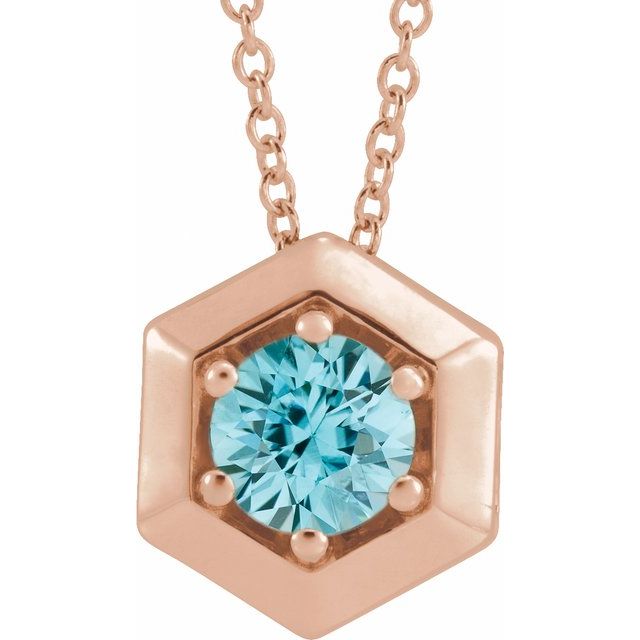 14K Gold Natural Diamond Solitaire Geometric Necklace