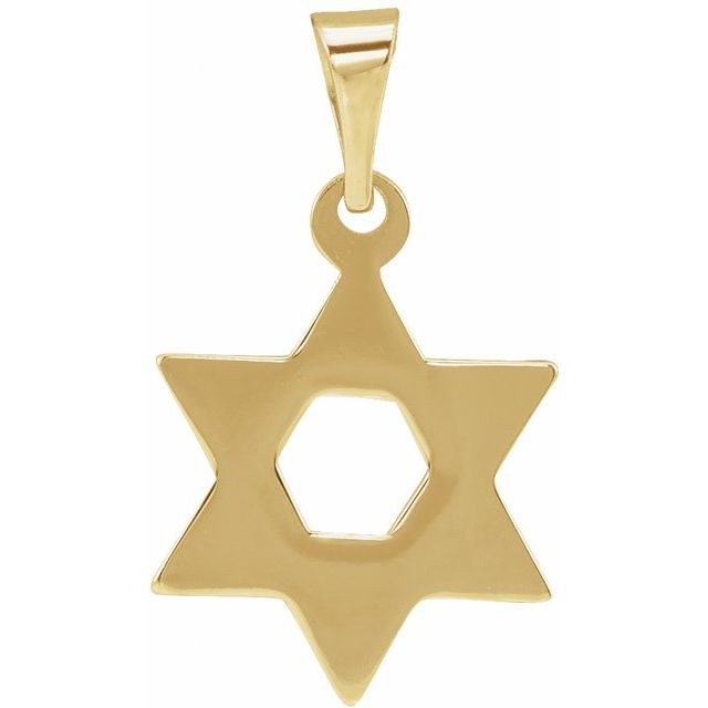 14K Yellow Gold Star of David Pendant, 32x26 mm - Elegant Symbolism