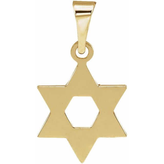 14K Yellow Gold Star of David Pendant, 32x26 mm - Elegant Symbolism