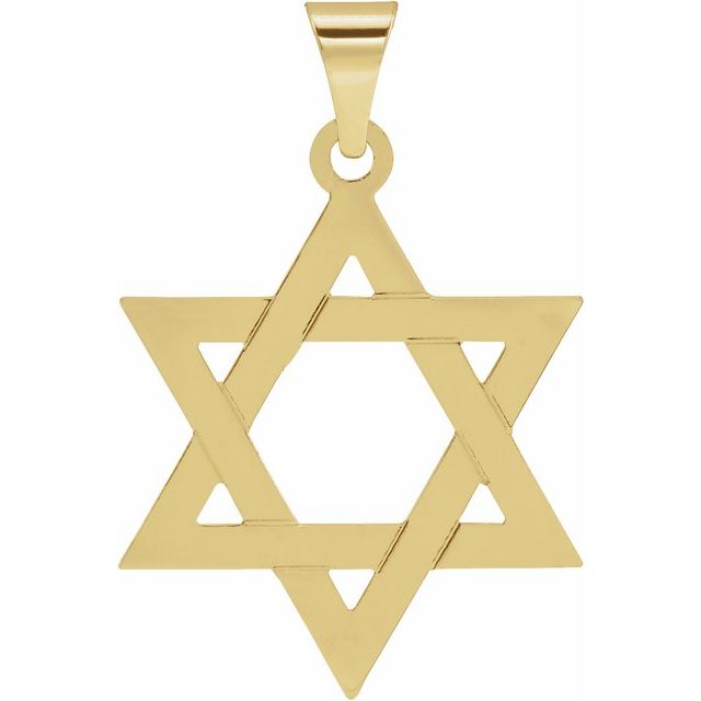 14K Yellow Gold Star of David Pendant, 32x26 mm - Elegant Symbolism