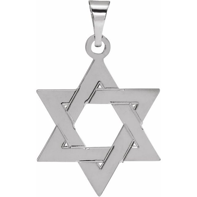 14K Yellow Gold Star of David Pendant, 32x26 mm - Elegant Symbolism