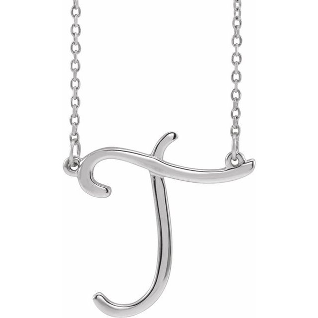 Script Initial Necklace in 14K Gold & Silver
