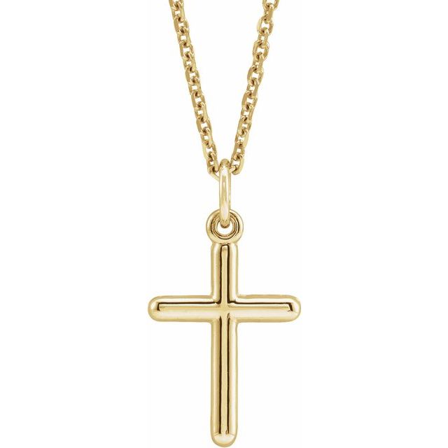 14K Yellow Gold, 20x10.4 mm Polished Cross Necklace