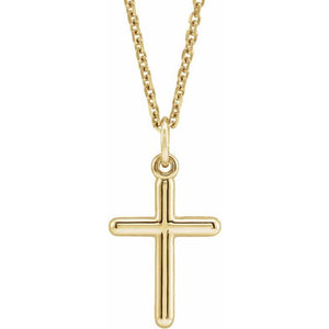 14K Yellow Gold, 20x10.4 mm Polished Cross Necklace