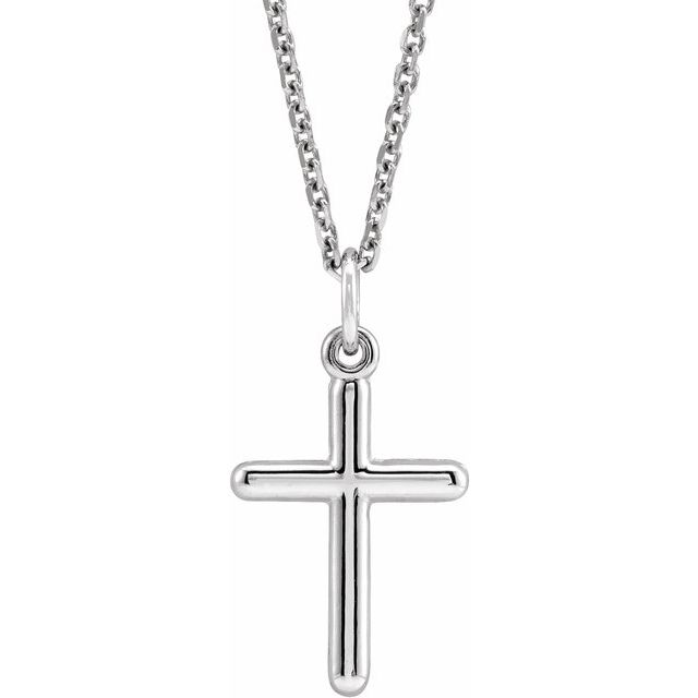 14K Yellow Gold, 20x10.4 mm Polished Cross Necklace