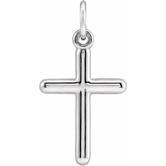 14K Yellow Gold, 20x10.4 mm Polished Cross Pendant with Diamond Accents