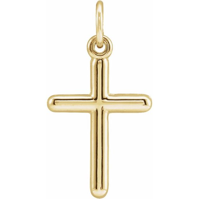 14K Yellow Gold, 20x10.4 mm Polished Cross Pendant with Diamond Accents