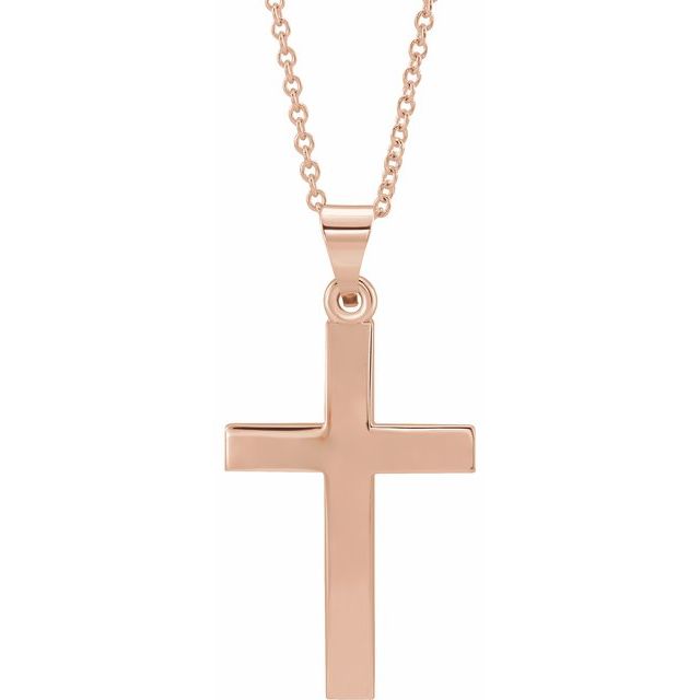 14K Rose Gold 15.23x7.38 mm Cross Necklace - Elegant Polished Design