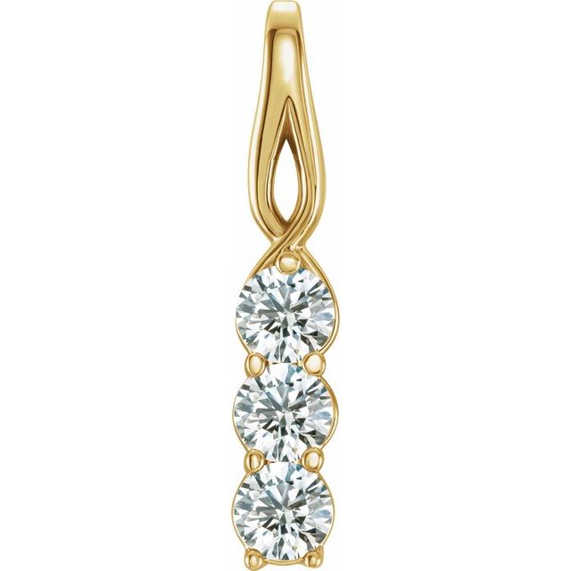 14K Yellow 3/4 CTW Natural Diamond Three-Stone Pendant