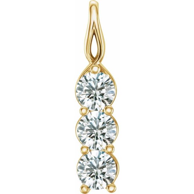 14K Yellow 3/4 CTW Natural Diamond Three-Stone Pendant