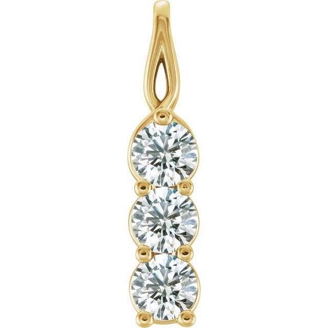 14K Yellow Gold 3/4 CTW Natural Diamond Three-Stone Pendant