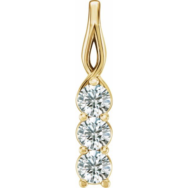 14K Yellow 3/4 CTW Natural Diamond Three-Stone Pendant