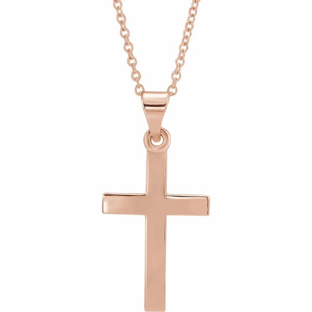 14K Rose Gold 15.23x7.38 mm Cross Necklace - Elegant Polished Design