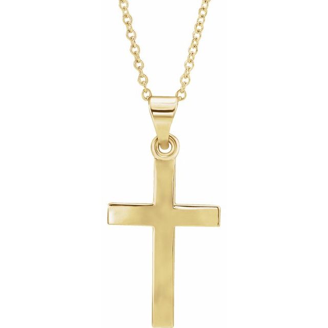 14K Rose Gold 15.23x7.38 mm Cross Necklace - Elegant Polished Design